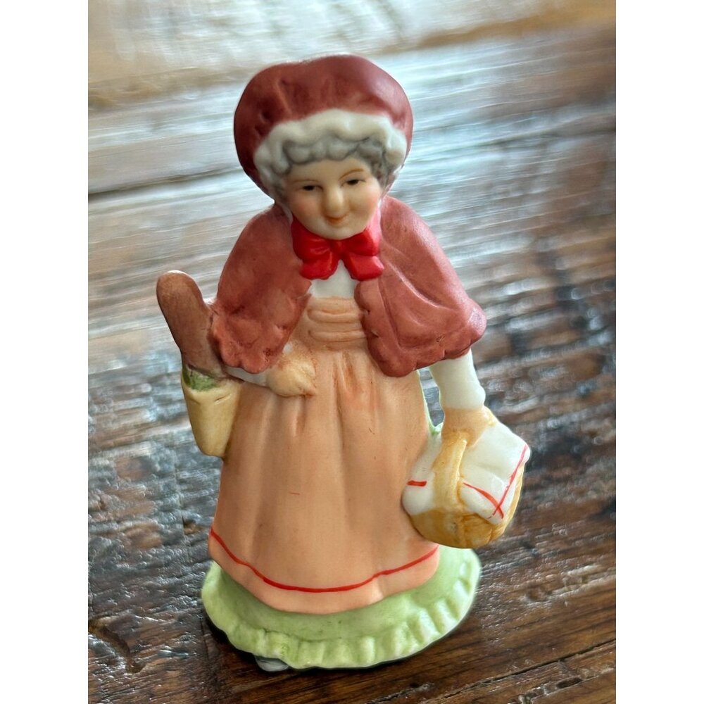 Vintage Lefton 1988 Little Red Riding Hood Figurine With Basket & Bread